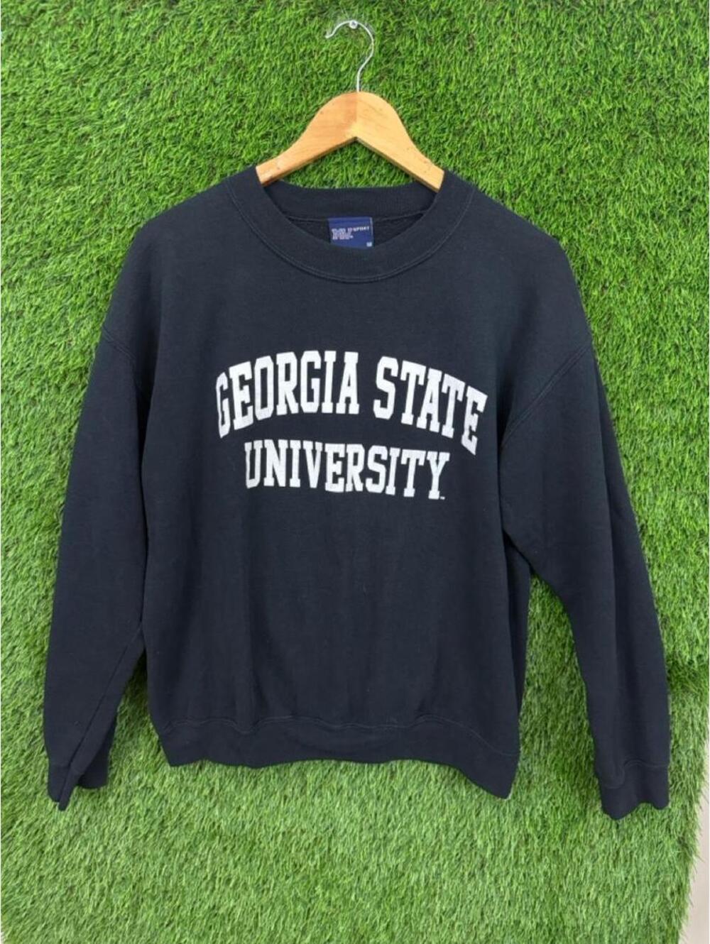 Georgia State University Crewneck Sweatshirt Black Collegiate Spell Out Pullover